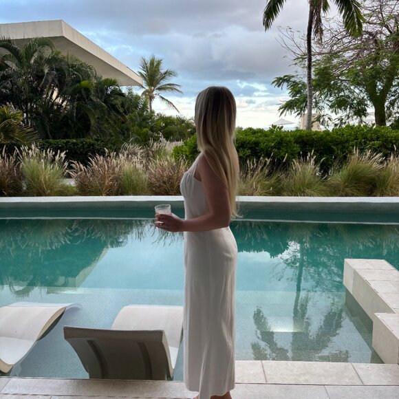 Park & Fifth White Linen Blend Midi Dress — Size Small - Picture 12 of 13